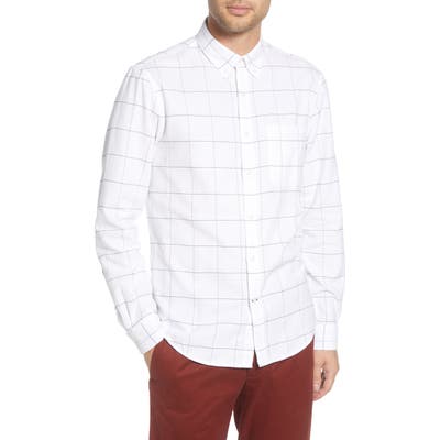 Club Monaco Slim Fit Windowpane Flannel Button-Down Shirt, White