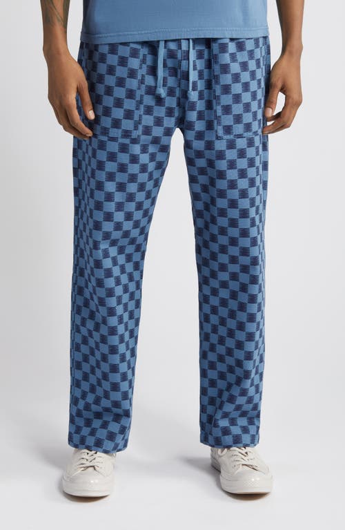 Checkerboard Organic Cotton Canvas Chef Pants in Blue Checker