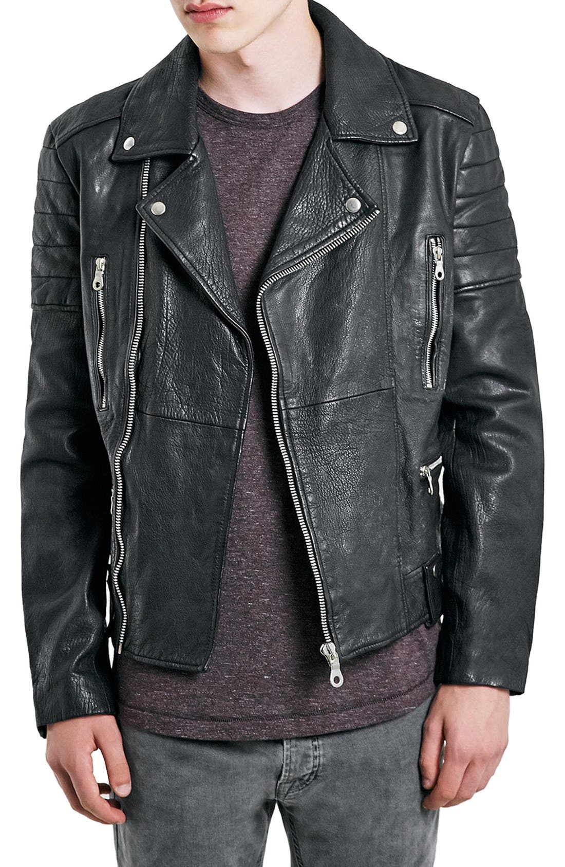 Topman Leather Biker Jacket Nordstrom