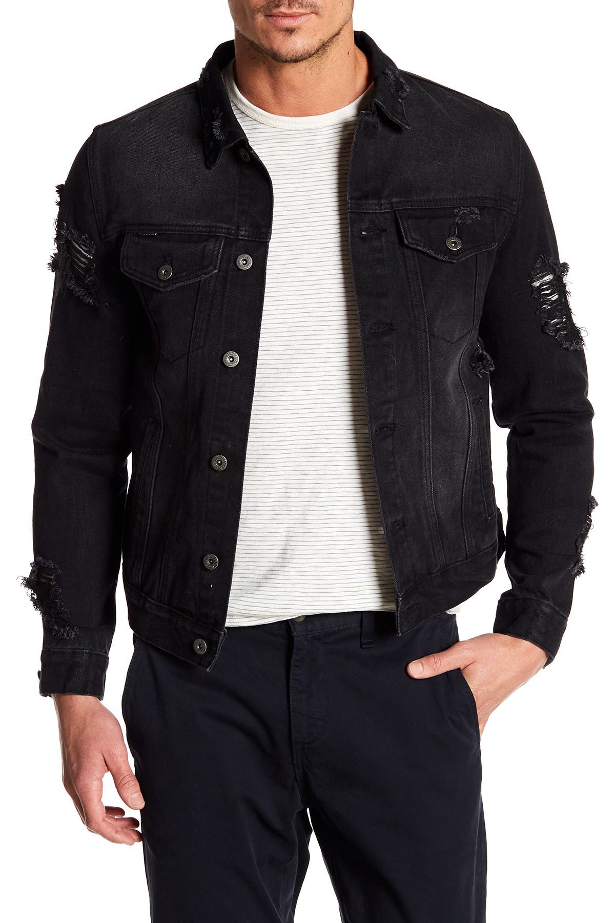 black fur jean jacket mens