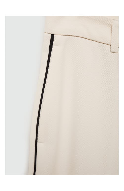 Shop Mango Side Stripe Knit Wide Leg Pants In Ecru