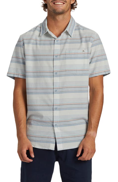 Oxford Stripe Short Sleeve Button-Up Shirt