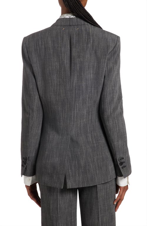 Shop Golden Goose Single Breasted Mélange Virgin Wool Blend Blazer In Grey/white