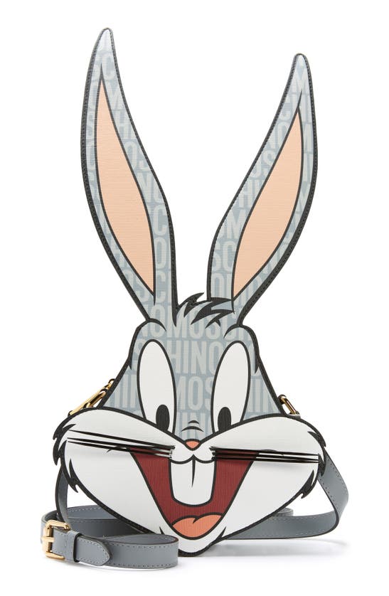 Moschino Bugs Bunny Coated Canvas Crossbody Bag In Fantasy Print Grey