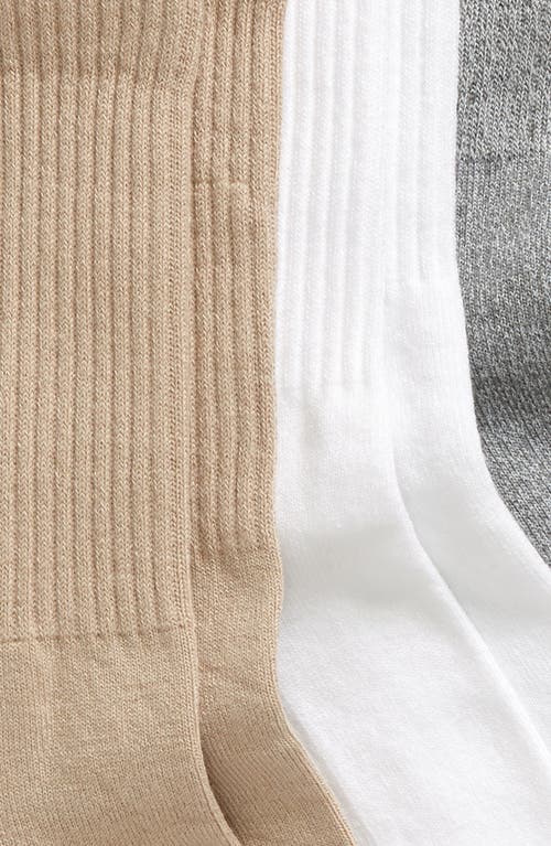 Zella 3-pack Crew Socks In Tan Thread
