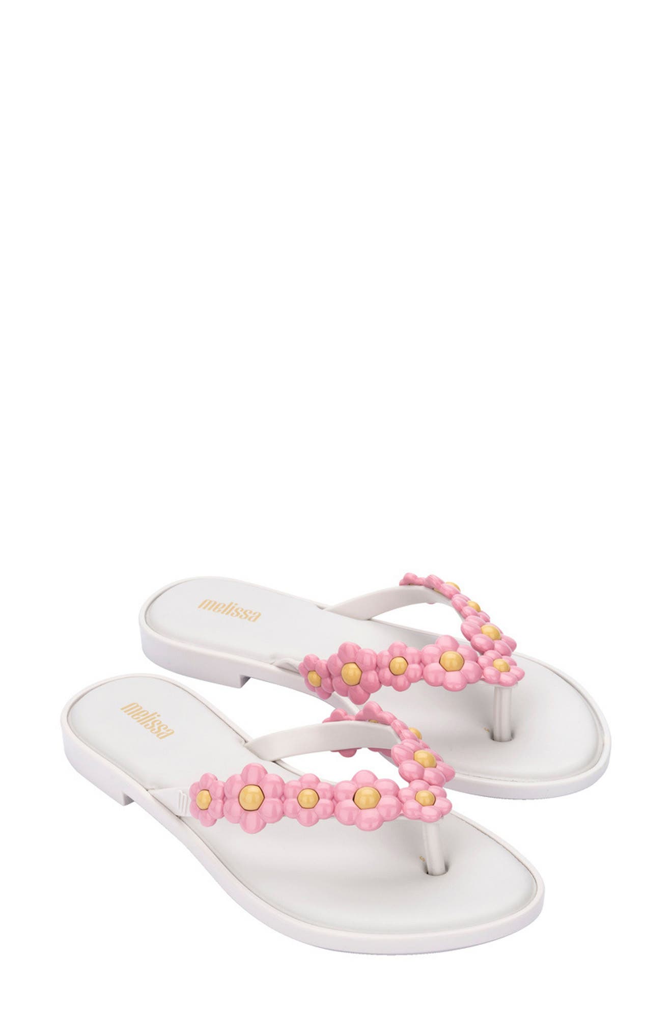 Melissa Spring Flip Flop In White/pink