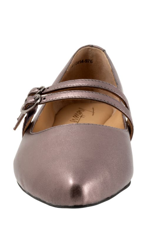 Shop Trotters Emerald Pointed Toe Mary Jane Flat In Rose Pewter