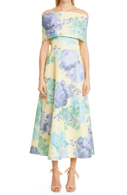 Floral Off the Shoulder Dress in Limoncello Multi