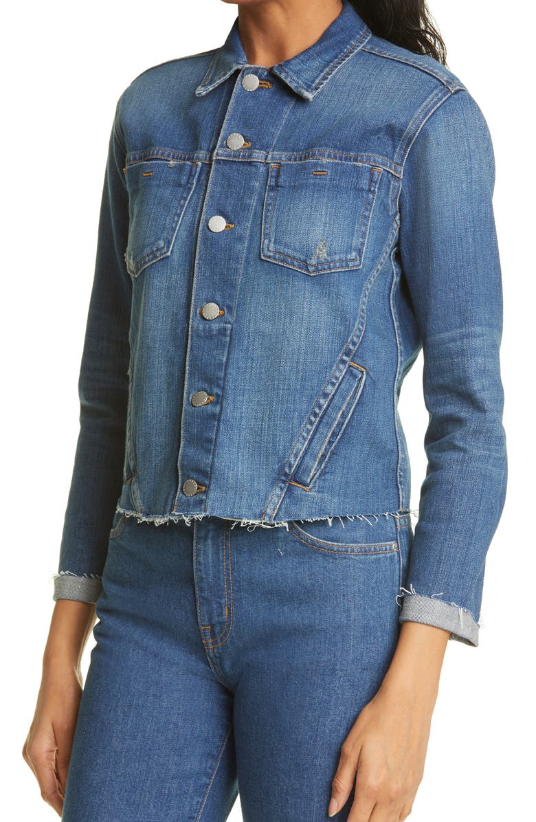 L'AGENCE Janelle Raw Cut Slim Denim Jacket | Nordstrom