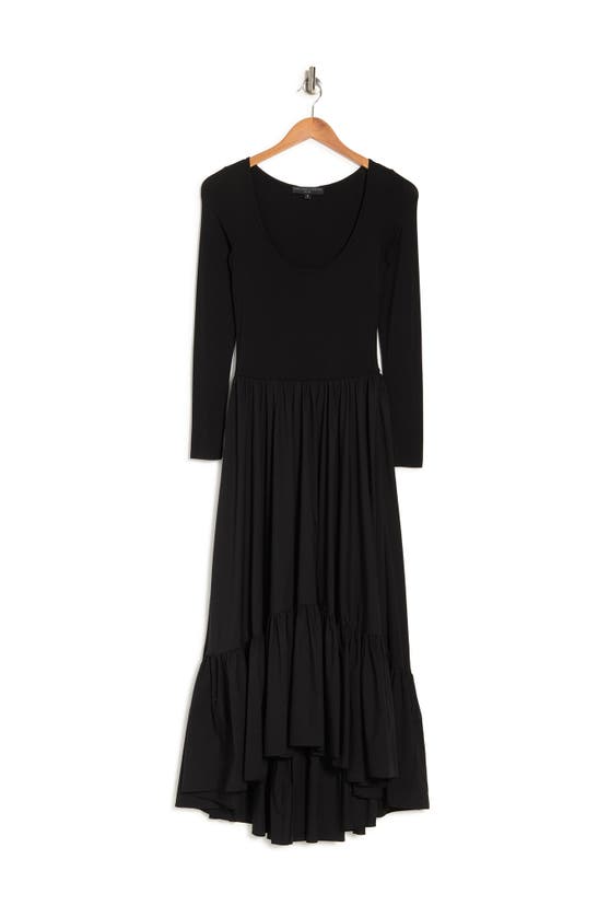 Caroline Constas Millie Gathered Poplin-paneled Jersey Midi Dress In Black