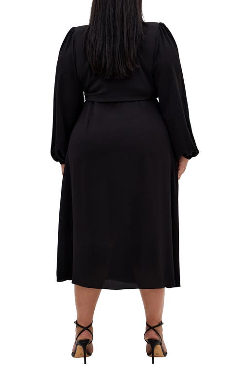 City Chic Arizona Long Sleeve Wrap Dress In Black