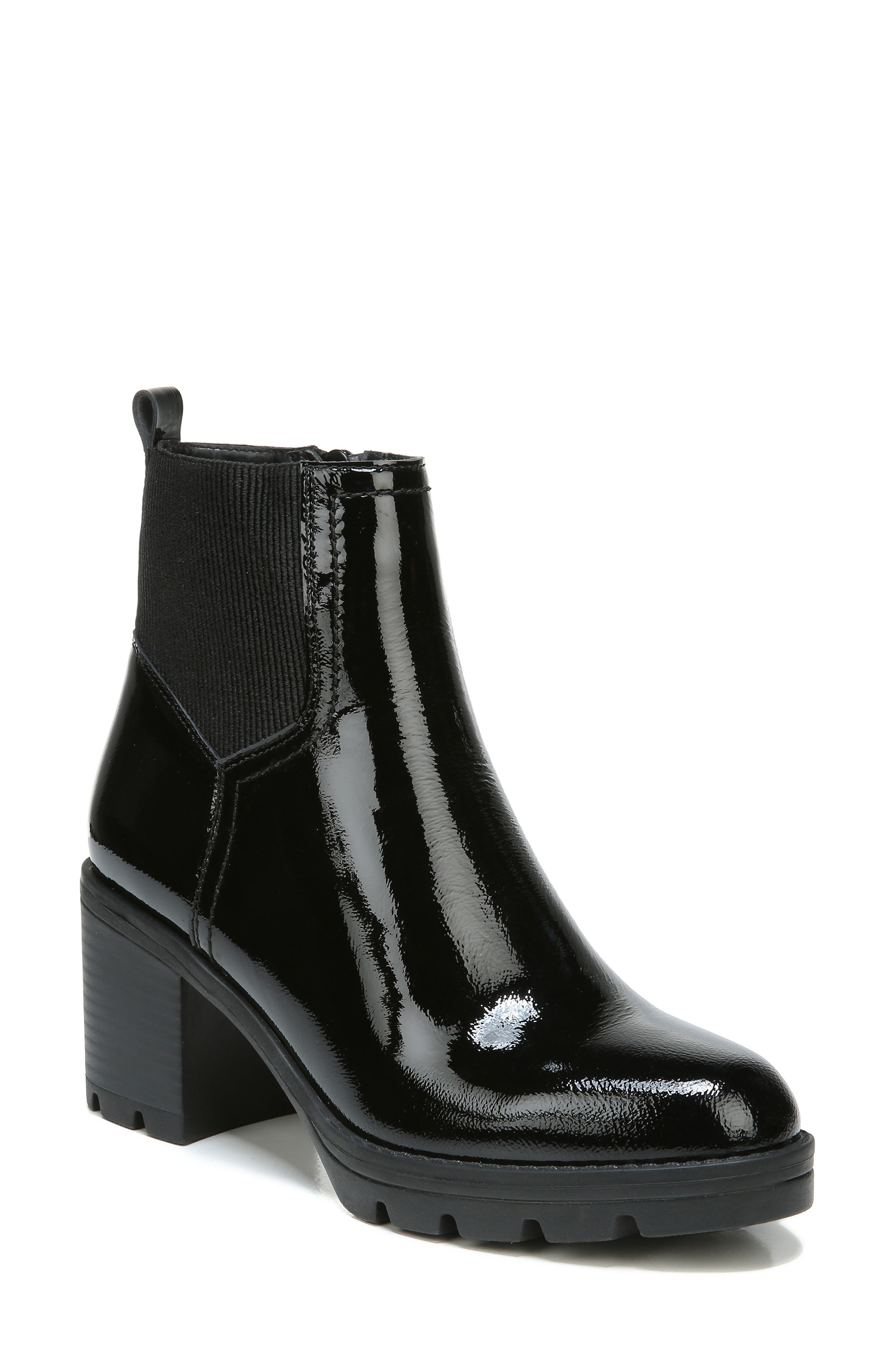 womens black patent boots