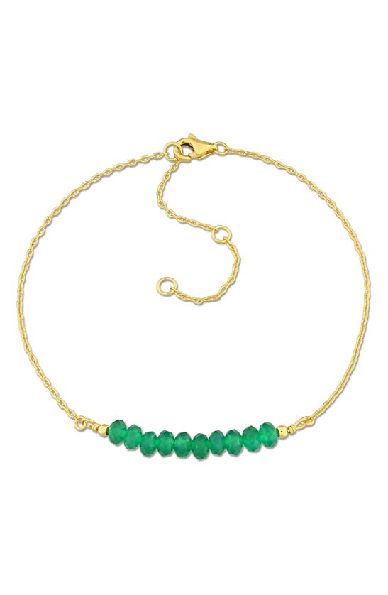 Shop Delmar Beaded Chain Bracelet In Green Onyx