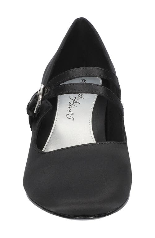Easy Street Meryl Womens Buckle Faux Leather Mary Jane Heels In Black Satin