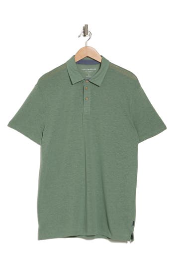 Shop Lucky Brand Linen Blend Polo Shirt In Hedge