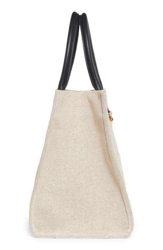 Versace La Medusa Canvas Tote In Rope Black- Gold