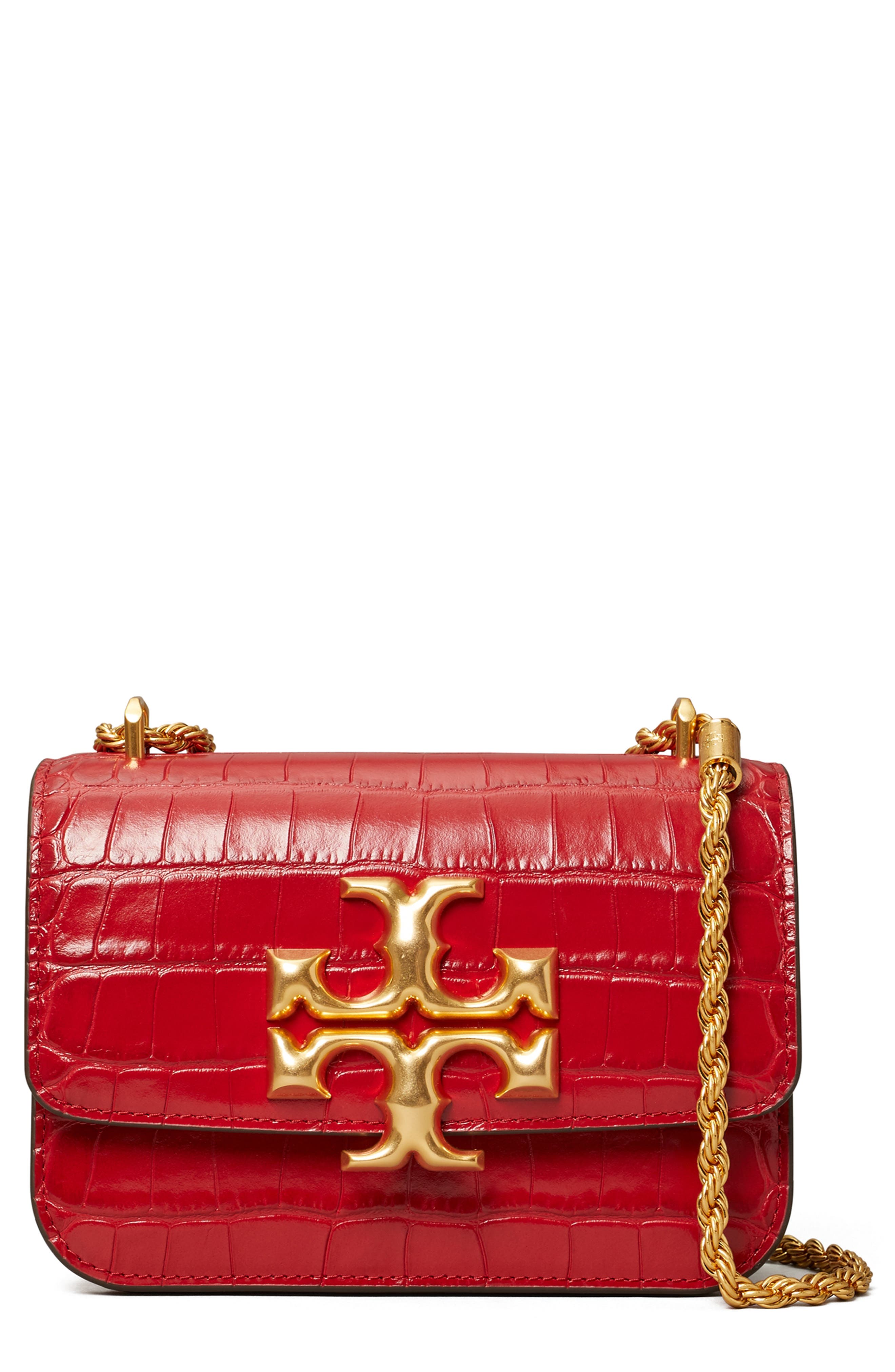 Tory Burch croc shops embossed red backpack