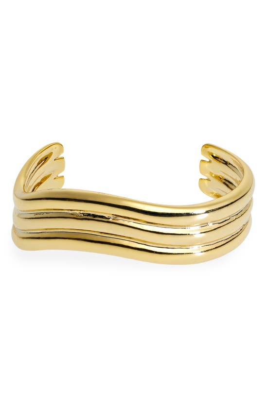 Shop Madewell Ribbed Wavy Cuff Bracelet In Pale Gold