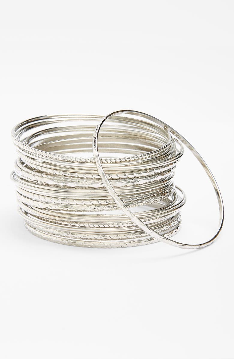 STEPHAN & CO. Textured Bangles, Main, color, Silver