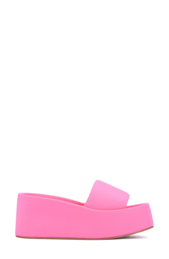 Olivia Miller Uproar Platform Slide Sandal In Neon Pink