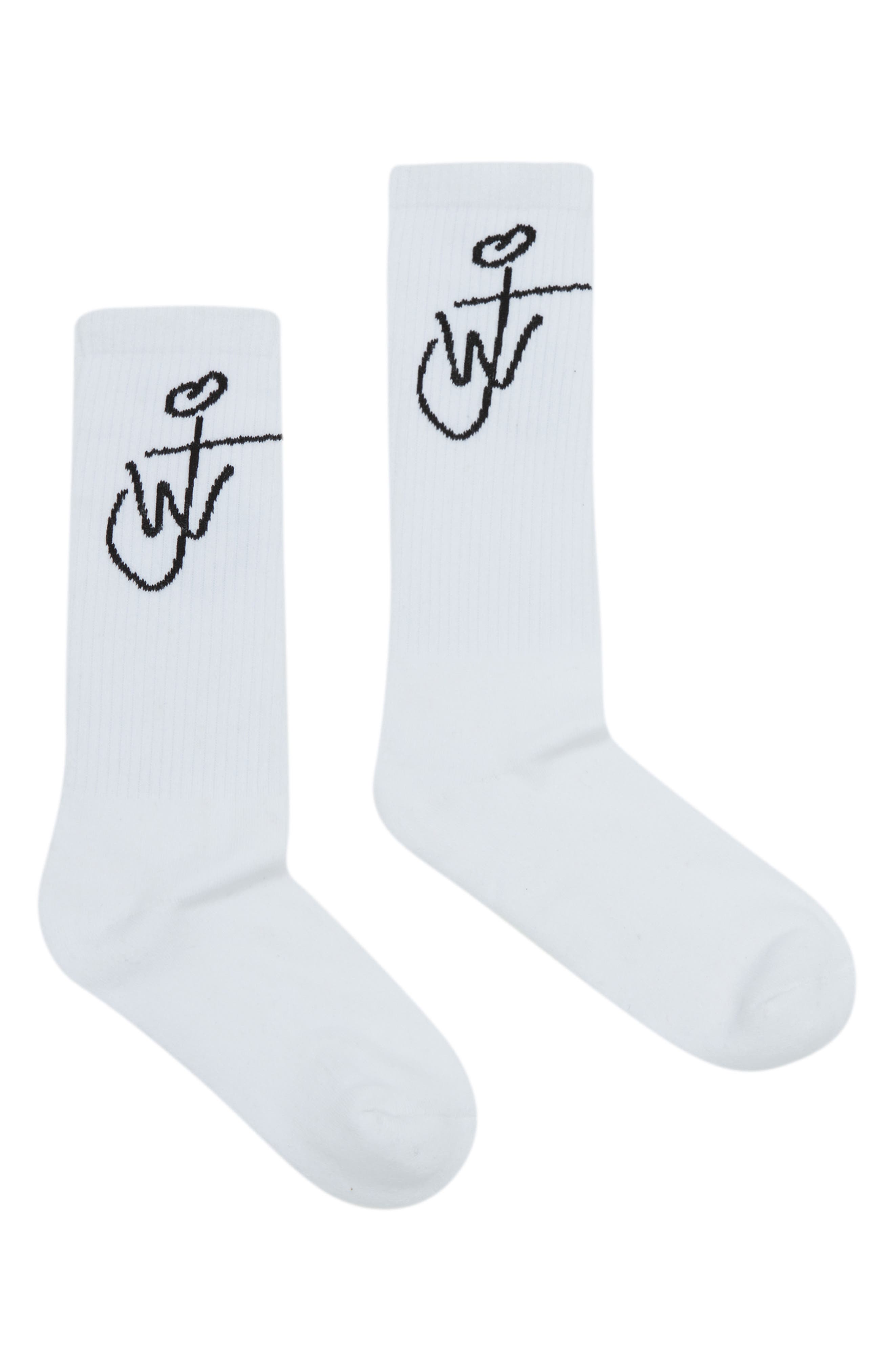 JW Anderson Anchor Logo Socks in White/Black at Nordstrom, Size Large