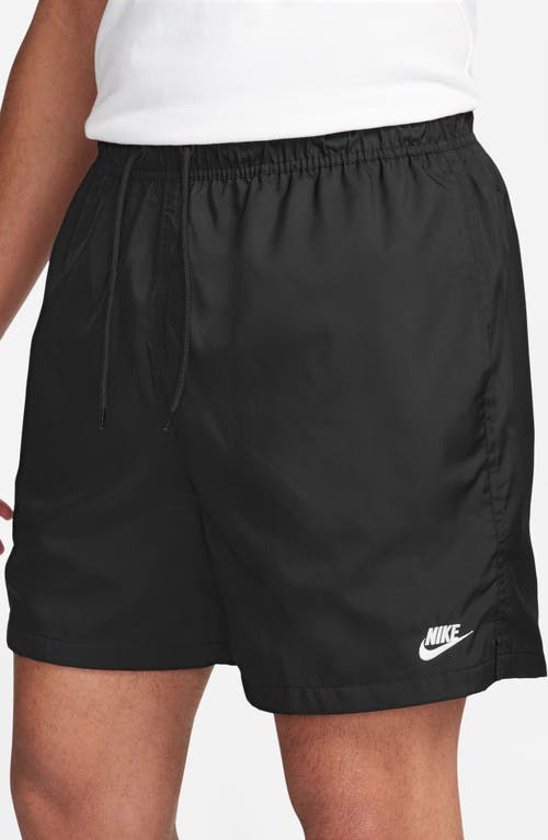 Nike Club Straight-leg Logo-embroidered Cotton-jersey Drawstring Shorts In Black/white