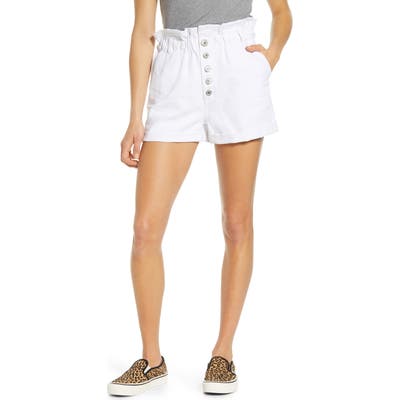 Sts Blue Hayley High Waist Paperbag Denim Shorts, White