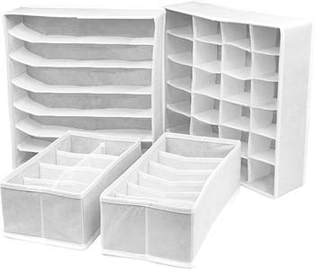 SORBUS Foldable Drawer Dividers, Storage Boxes & Organizer - Set of 4 -  White