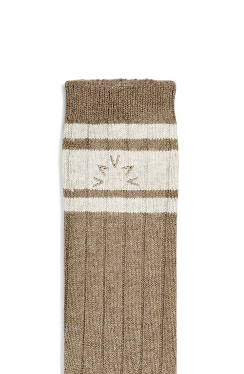 Varley Malissa Wide Rib Crew Socks In Mink Taupe Marl