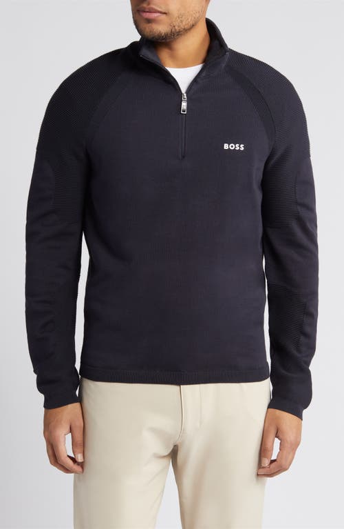 BOSS Perform-X Quarter Zip Pullover Dark Blue at Nordstrom,