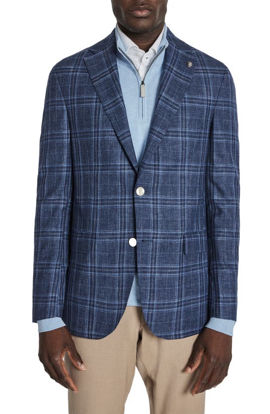Shop Jack Victor Midland Plaid Wool Sport Coat In Mid Blue