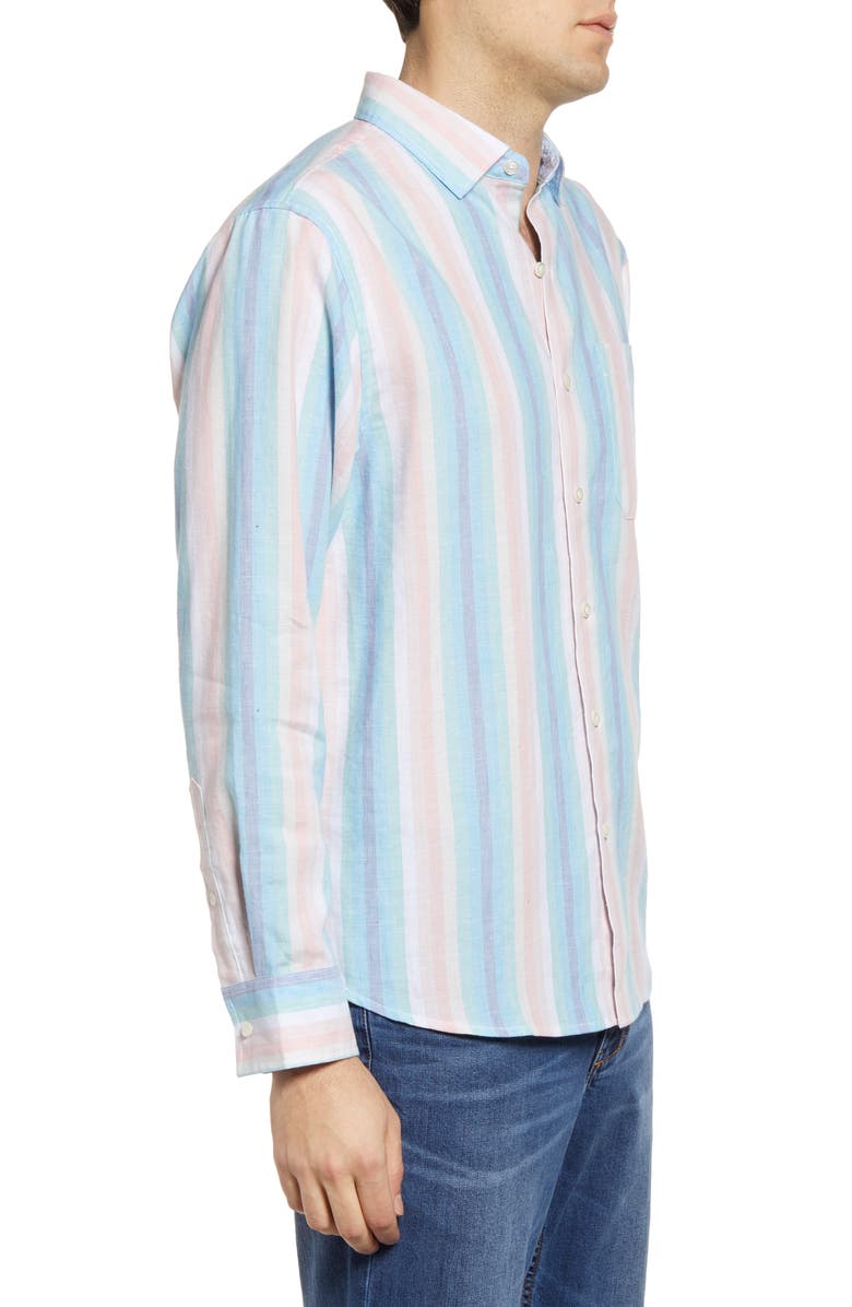 Tommy Bahama Sunset Pier Stripe Linen Blend Button-Up Shirt | Nordstrom