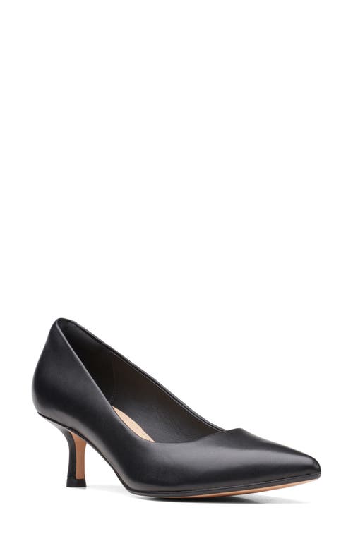 Clarks(R) Violet Pointed Toe Pump in Black Leather