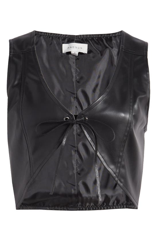 Shop Pacsun Tie Front Faux Leather Vest In Black