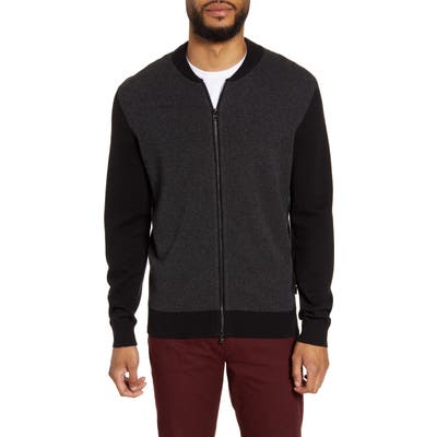 Boss Baio Colorblock Zip Cardigan, Black