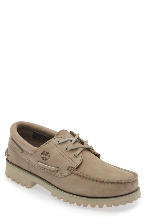 Timberland Authentic 3-Eye Lug Boat Shoe Light Taupe Nubuck at Nordstrom,