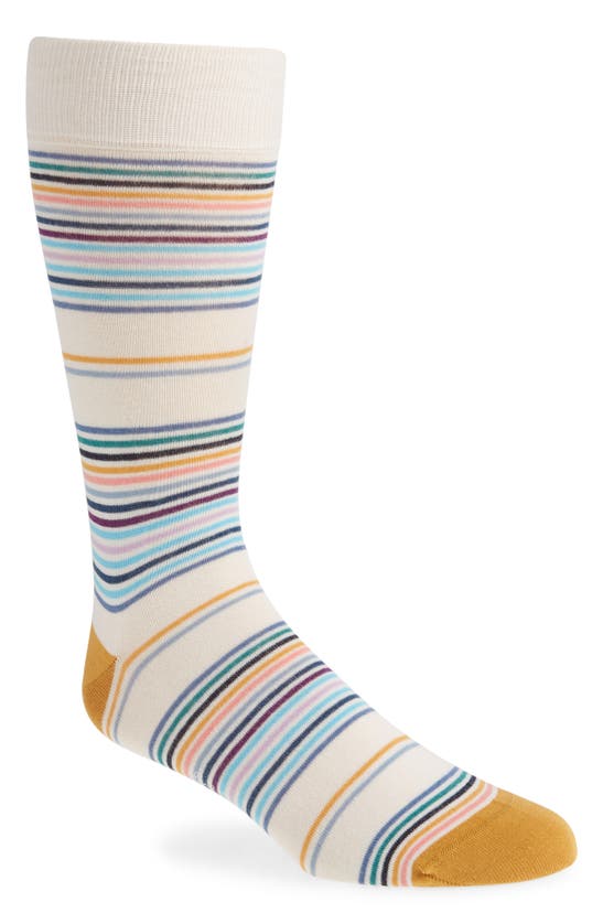 Shop Paul Smith Elton Stripe Crew Socks In Off White/ Blue