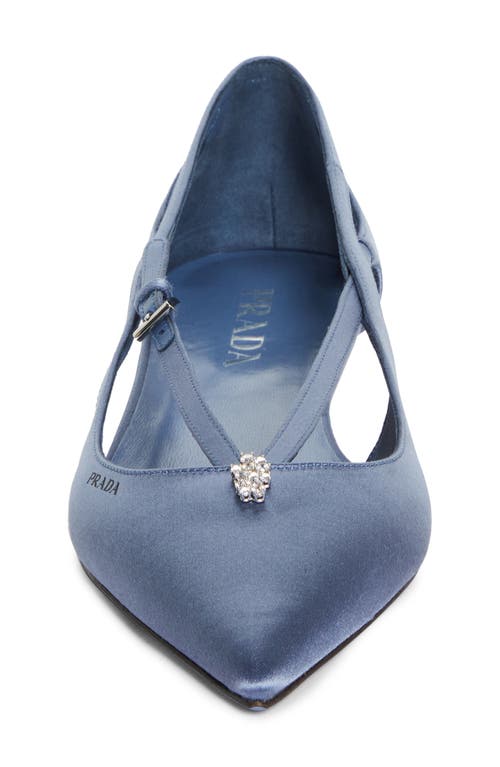 Shop Prada Strappy Pointed Toe Ballet Flat In Pervinca