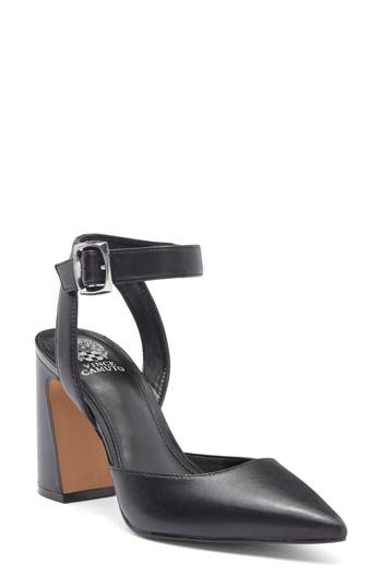 Vince Camuto Alarica Ankle Strap Pointed Toe Pump In Black