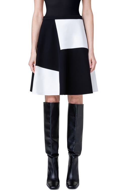 Kaleidoscope Colorblock Jersey A-Line Skirt in 009 Black-Cream