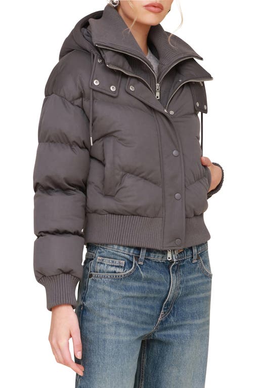 Shop Avec Les Filles Thermalpuff™ Crop Puffer Jacket With Rib Bib In Greige