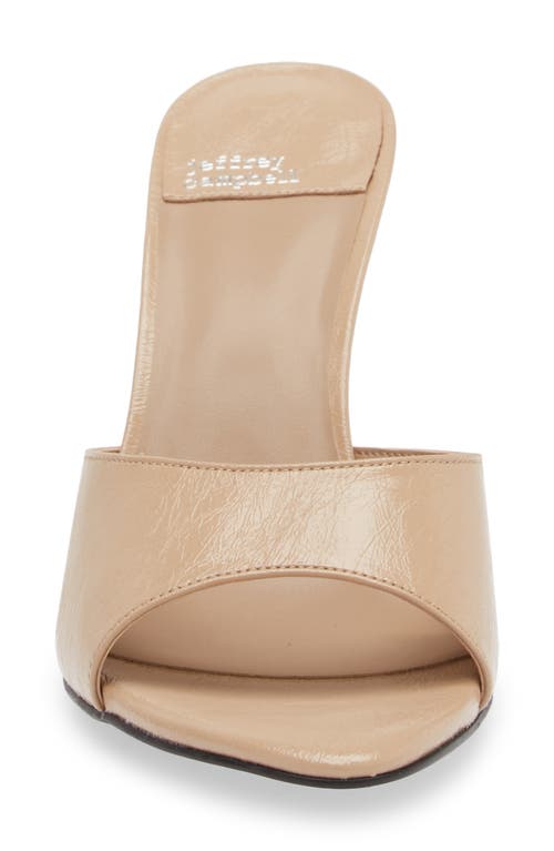 Jeffrey Campbell Agent Slide Sandal In Beige Crinkle Patent