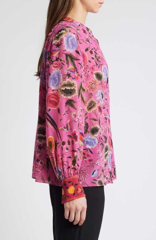 Kobi Halperin Fionna Floral Silk Button-up Shirt In Pink Multi
