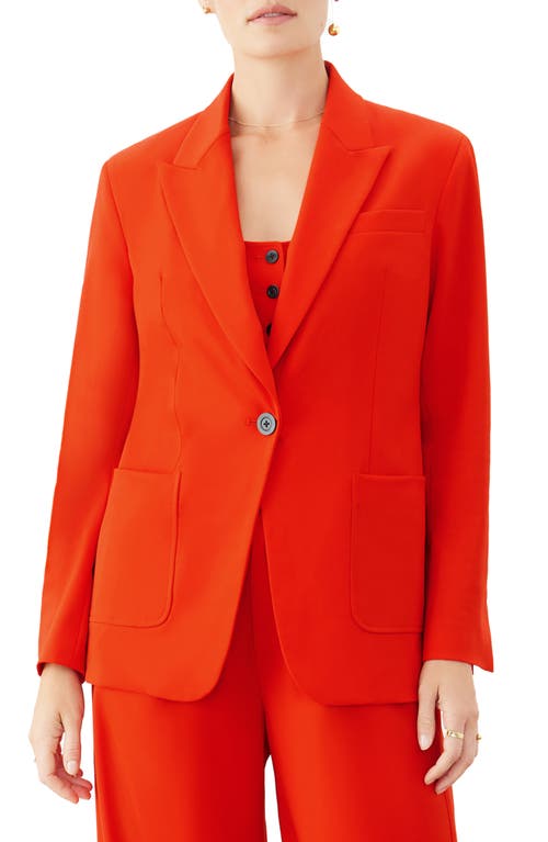 Luxe One-Button Blazer in Neon Rouge