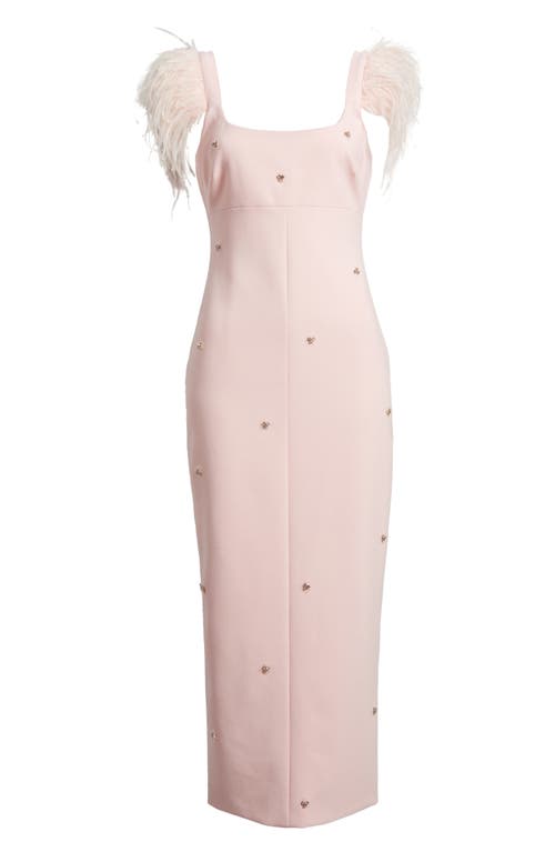 Shop Likely Cameron Feather Cap Sleeve Gown In Rose Shadow