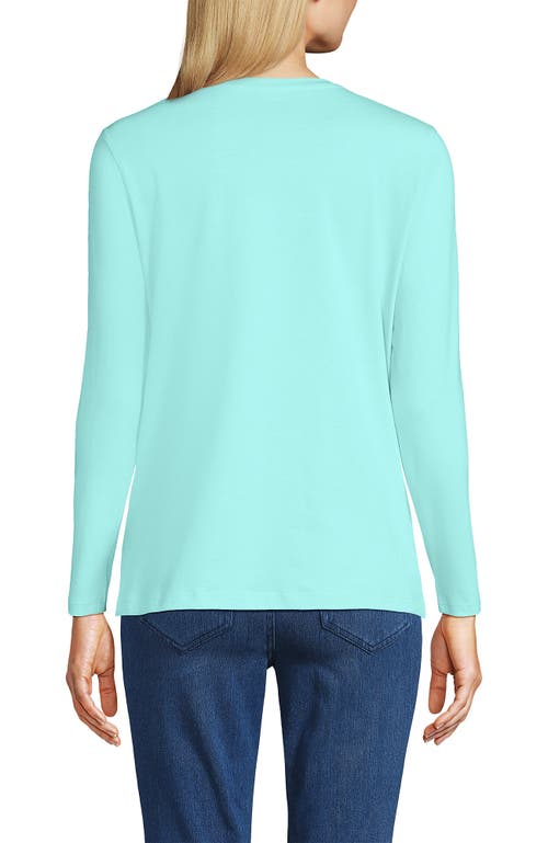 Shop Lands' End Relaxed Supima Cotton Long Sleeve Crew Neck T-shirt In Pale Aqua Ice