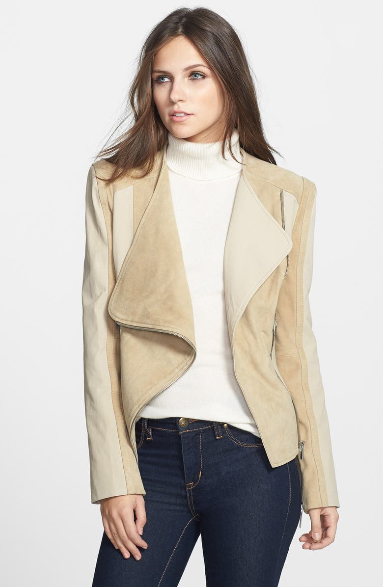 Blanc Noir Suede & Leather Asymmetrical Jacket (Online Only) | Nordstrom