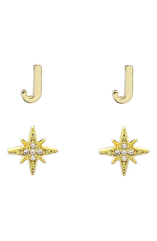 Panacea Initial Starburst Set of 2 Stud Earrings in Gold-J at Nordstrom
