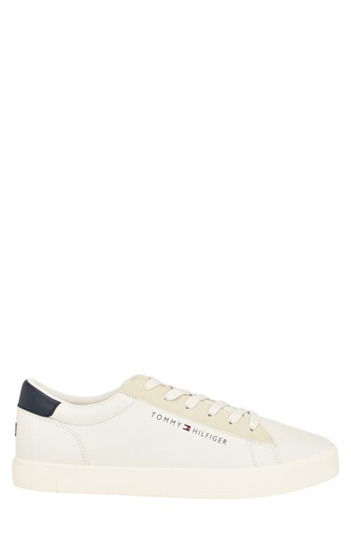 Shop Tommy Hilfiger Low Top Sneaker In Cream/beige/navy