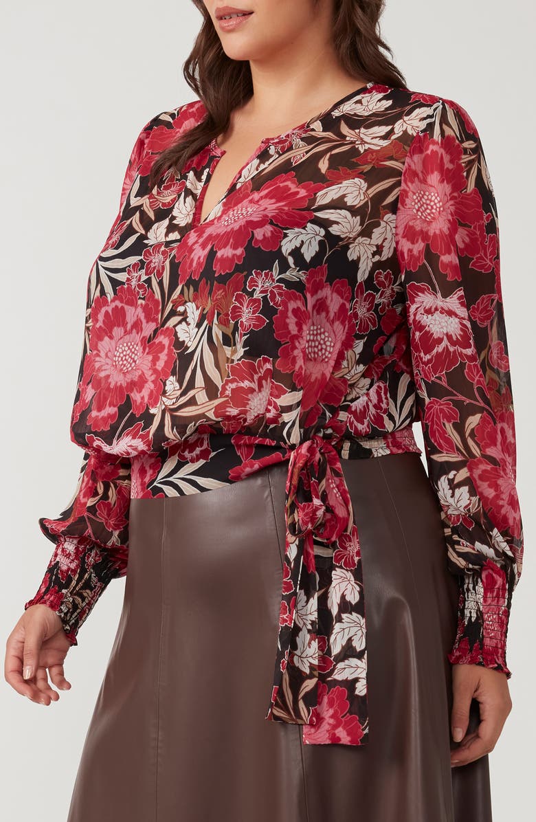 Estelle Petal Dream Floral Tie Hem Chiffon Top, Alternate, color, 